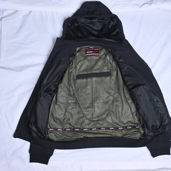 RIDERACT Black Mens Hoodie Motorbike Hoodie with Armors Size 3XL Best Summer - Picture 5 of 10